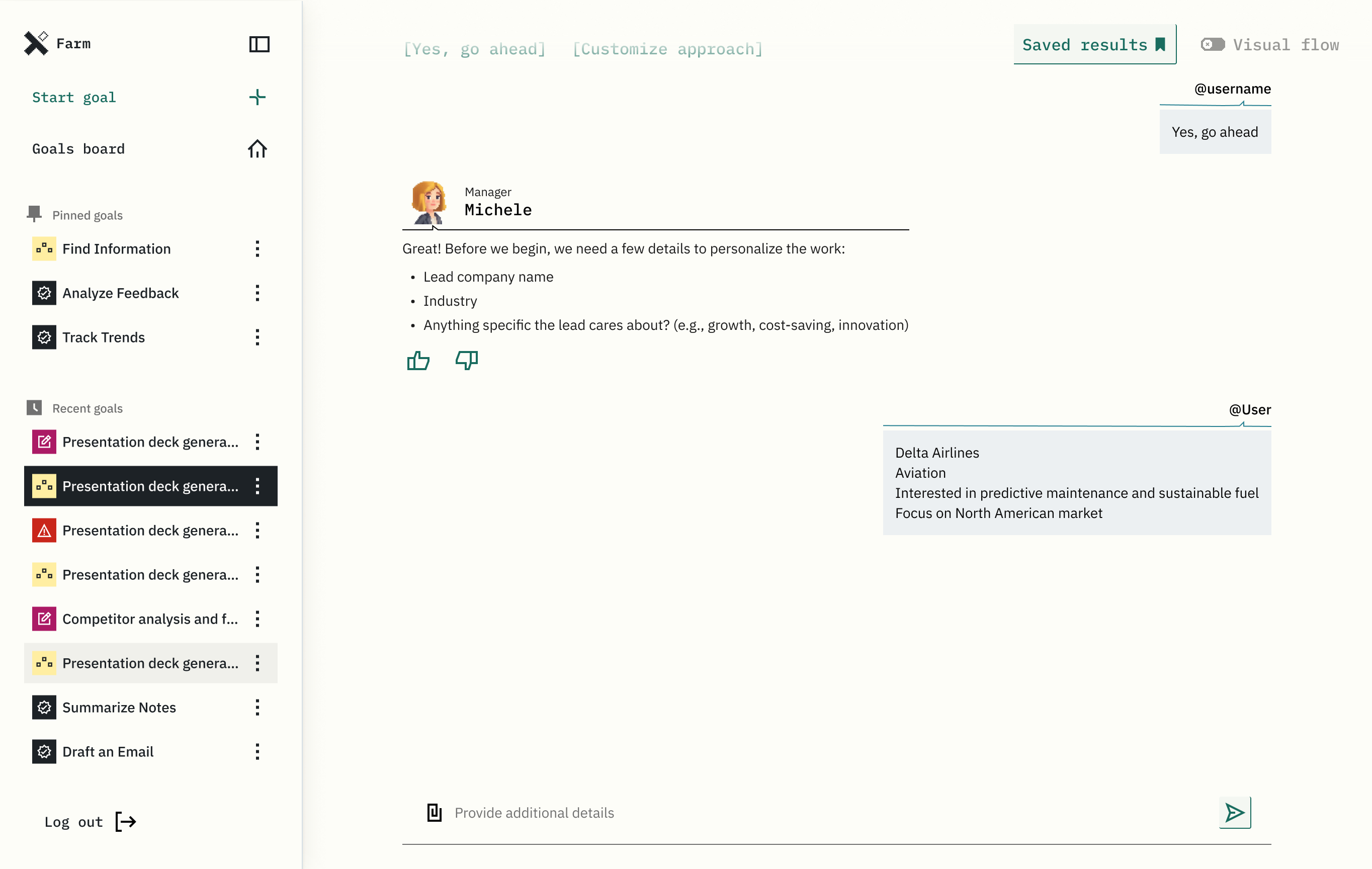 The orchestrator asks clarifying questions before it plans
