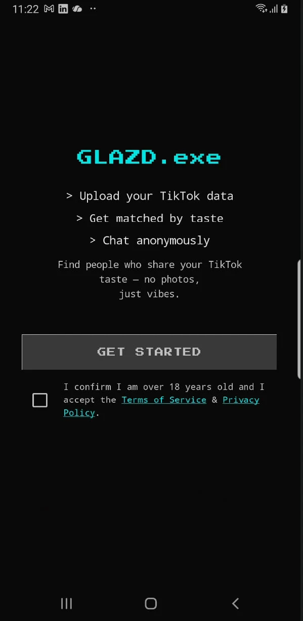 Glazd Android welcome screen