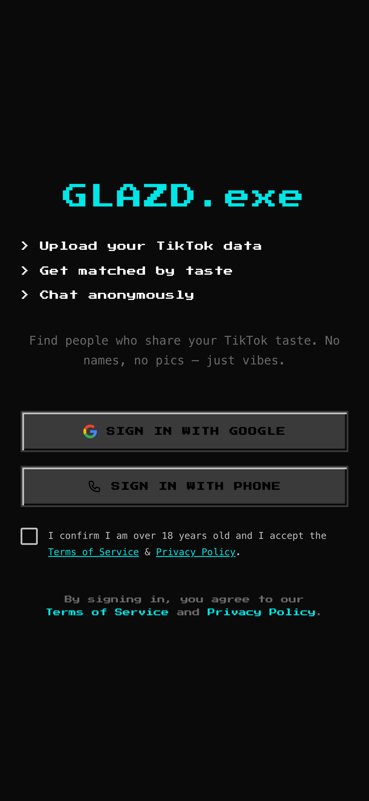 The Glazd PWA running in a mobile browser