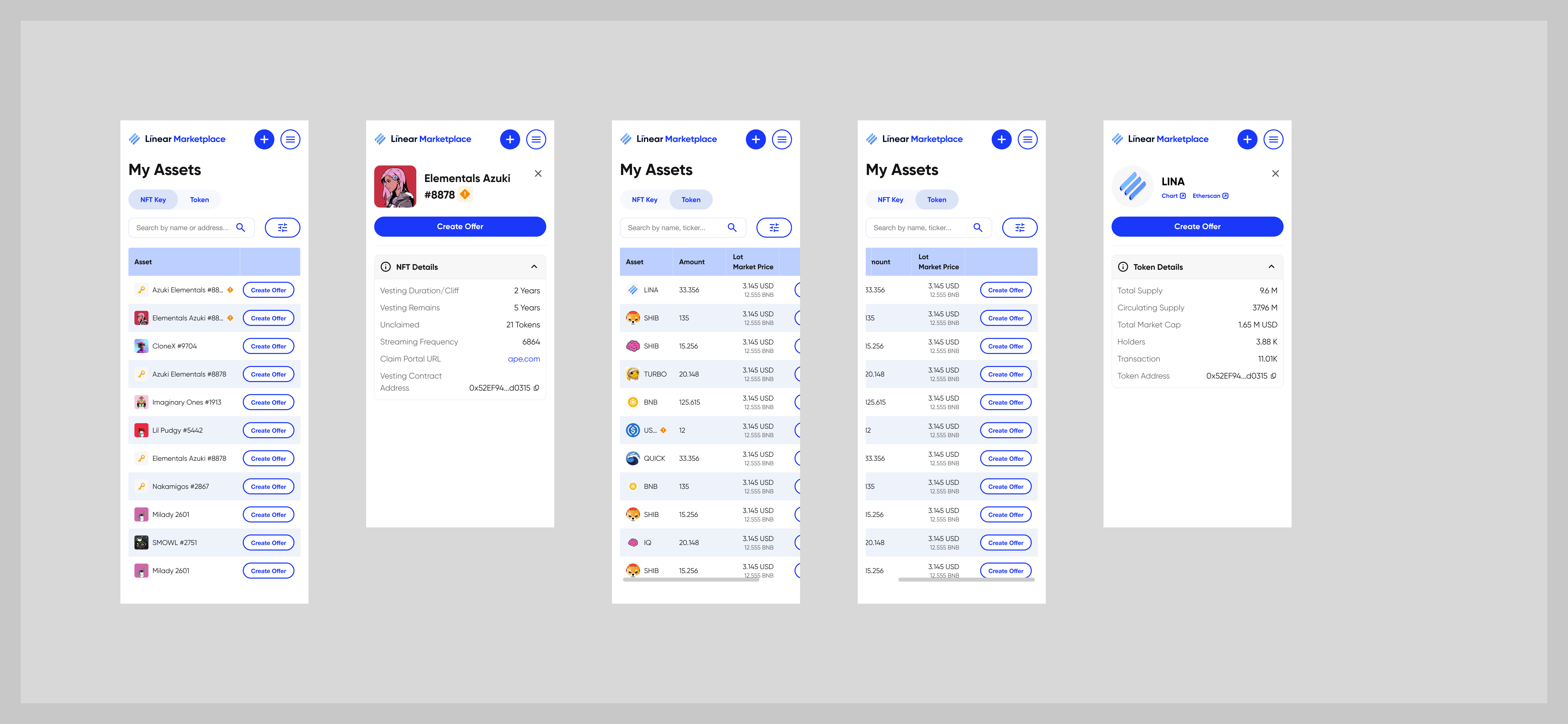 Mobile My Assets screens