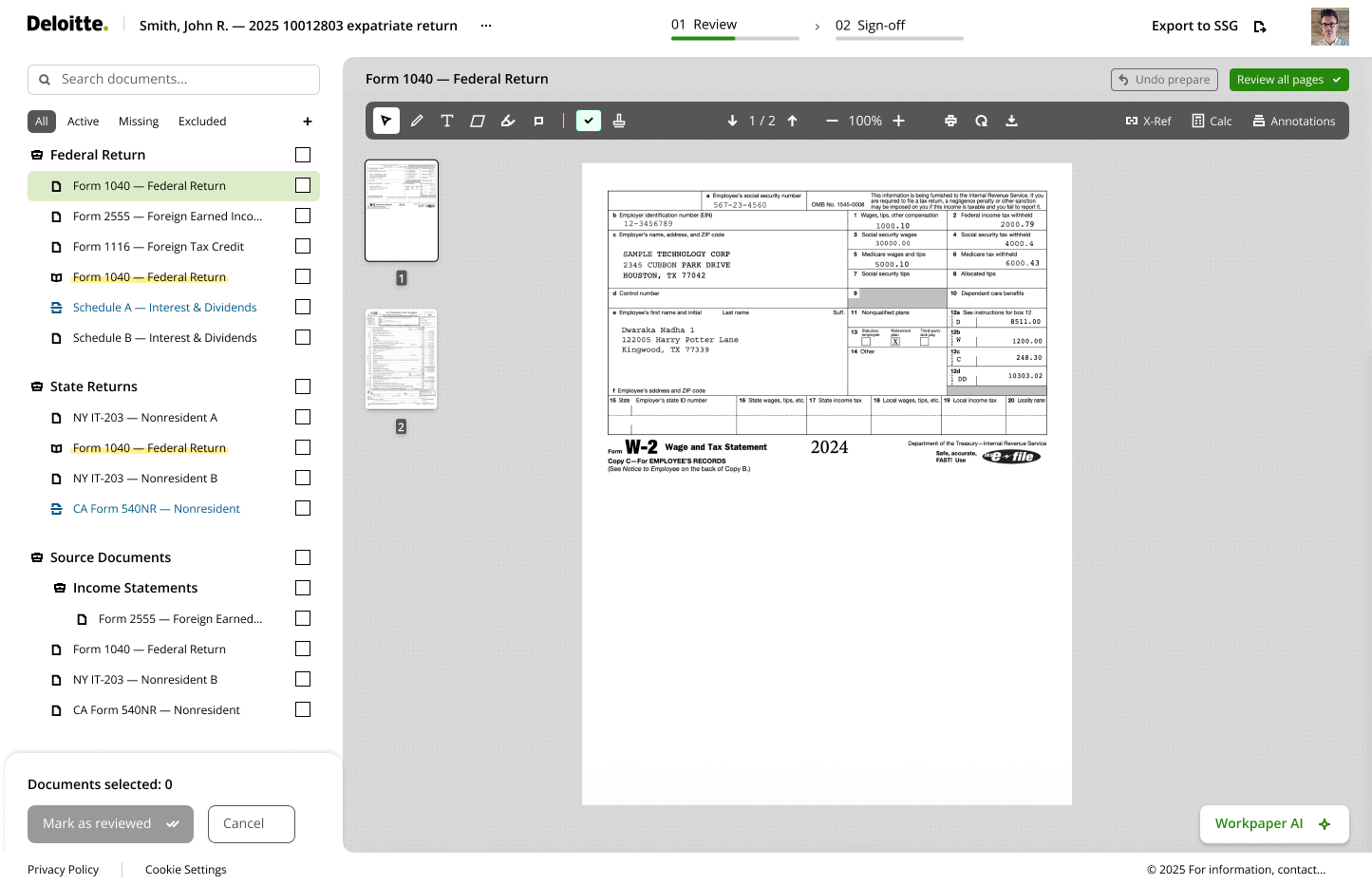 Bulk selection for review and sign-off